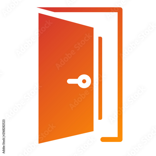 Room Door Line Icon Style