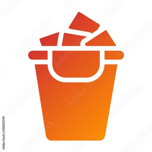 Ice Bucket Line Icon Style