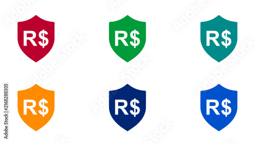 Brazilian Real Security Shield Icon Set