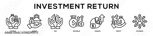 Investment Return web banner icon illustration concept