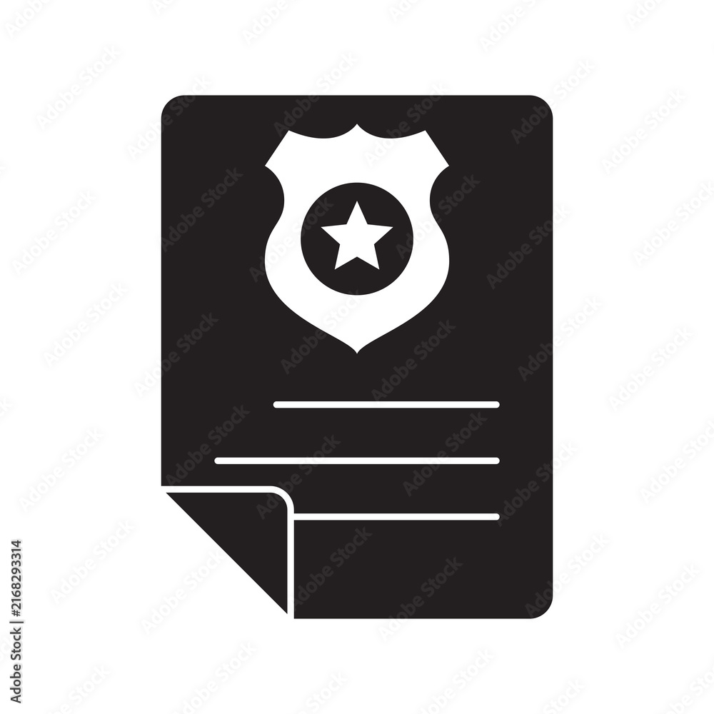Obraz premium Folded police ticket citation document glyph icon