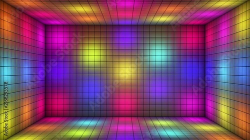 Broadcast Switching Hi-Tech Illuminated Cubes Room Stage, Multi Color, Events, 3D, Loopable, 4K