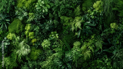 Lush Greenery Displaying a Variety of Foliage Textures and Shades in a Dense Natural Environment Suitable for Nature and Landscape Themes