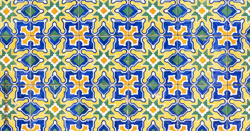 Colorful traditional portuguese ceramic tile wall pattern background