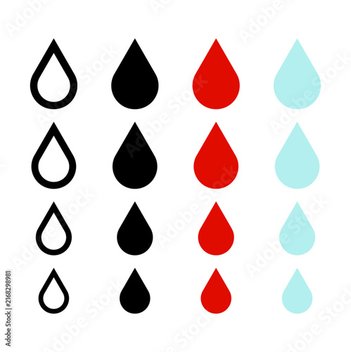 water & blood drop vector icon set of rain blood tear liquid leak symbol