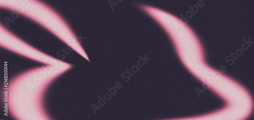 Abstract background with glowing pink neon light curves and grainy texture, dynamic wavy lines on dark backdrop, modern digital art design element