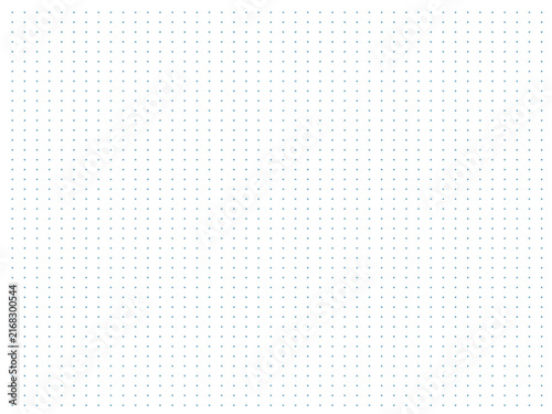 Vector blue dotted grid seamless pattern texture on white background. Clean minimalist bullet journal paper grid for planning, sketching, and graphic design.