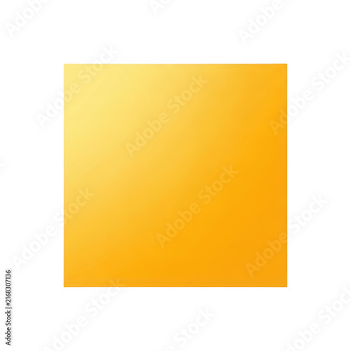 Bright yellow square shape with smooth glowing light gradient isolated on transparent background