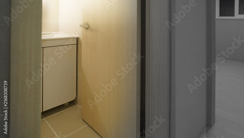 Inviting Warm Glow from Bathroom with Door Ajar