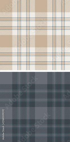plaid tartan seamless repeat pattern. This is black gray beige cream white checkered plaid vector illustration. Design for decorative,wallpaper,shirts,clothing,wrapping,textile,fabric,texture