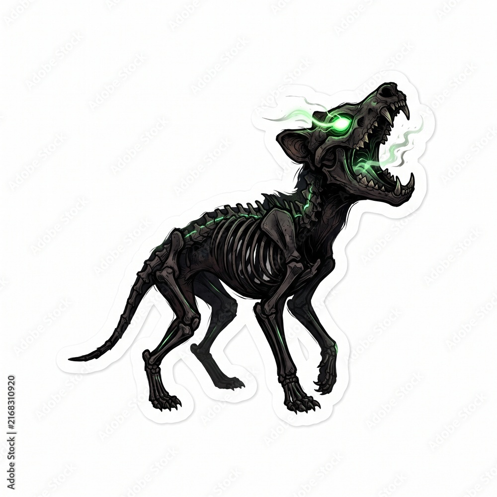Fototapeta premium Sinister Skeletal Thylacine Tasmanian Tiger Vector Sticker Logo