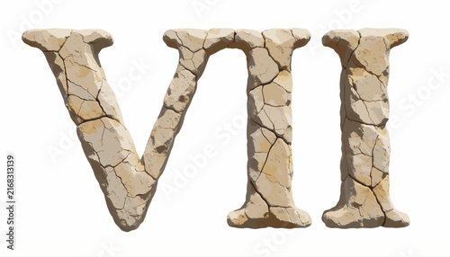 Stone Roman Numeral Vi Sculpture Against White Background