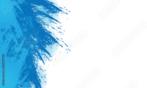 Blue Grunge Side Banner Background Template with Halftone and Copy Space