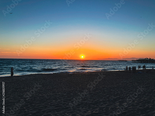 Bild auf Leinwand Sunset Over the Pacific Ocean at Redondo Beach, California