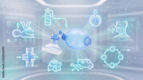 Bag Valve Mask Infographic Illustrating Manual Ventilation and Emergency Respiratory Support
