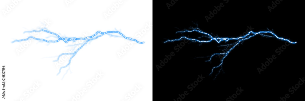 Obraz premium Electric blue lightning bolt isolated on a transparent background cutout