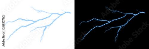 Fotografía Vivid blue lightning bolt isolated on a transparent background cutout