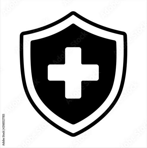 Medical Shield with Cross Health Protection and Insurance Icon