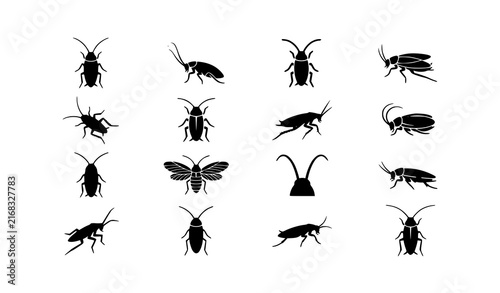 cockroach, roach, insect, bug, pest, silhouette, icon, vector, illustration, editable, isolated, black, flat, glyph, symbol, infestation, extermination, sanitation, hygiene, wildlife, entomology, craw