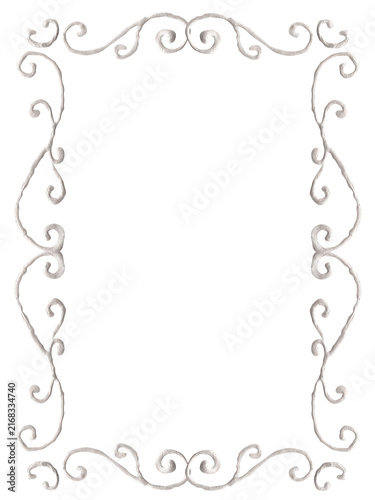 Elegant white ornamental frame with hand-drawn swirling flourishes and decorative scrollwork isolated on transparent background. Vintage romantic border for invitations, wedding stationery and design 