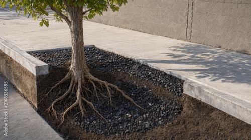 Urban Sidewalk Cutaway Reveals Local Carbon Storage
