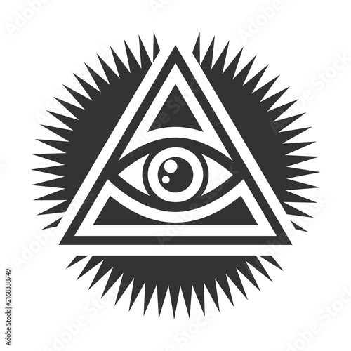 All seeing eye pyramid symbol icon isolated on transparent background