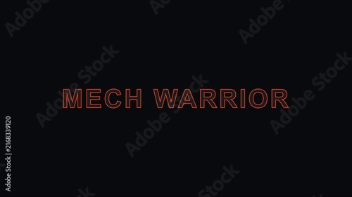 Mech warrior neon text title sequence for sci-fi gaming and cyberpunk motion animation 4k typography