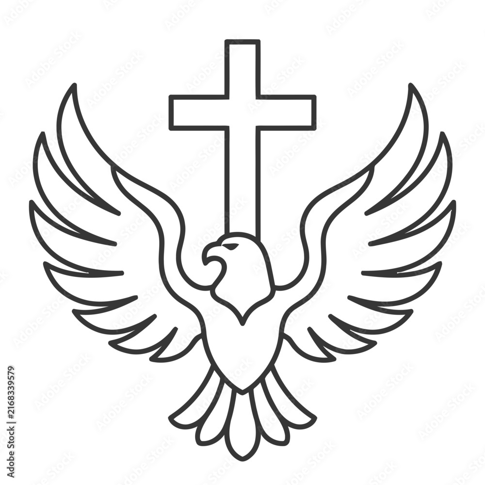 Fototapeta premium Eagle and Cross with Wings