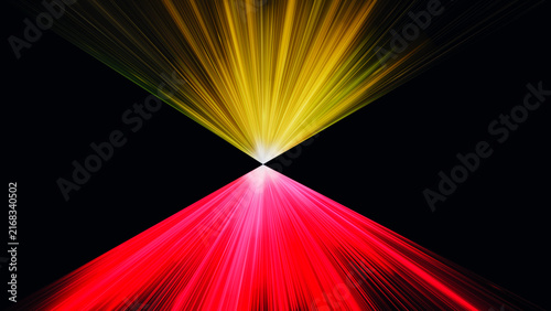 Canvas Print Dynamic 3D render of bright light beams with motion blur effects