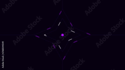 Minimalist geometric star animation with pulsing purple light effects for modern digital backgrounds 4k