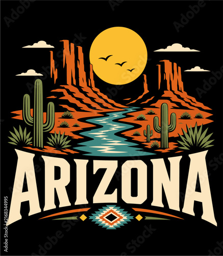 Arizona Desert Adventure with Warm Sunset, Cactus Trails, Mountain Peaks and Southwestern Travel Vibes