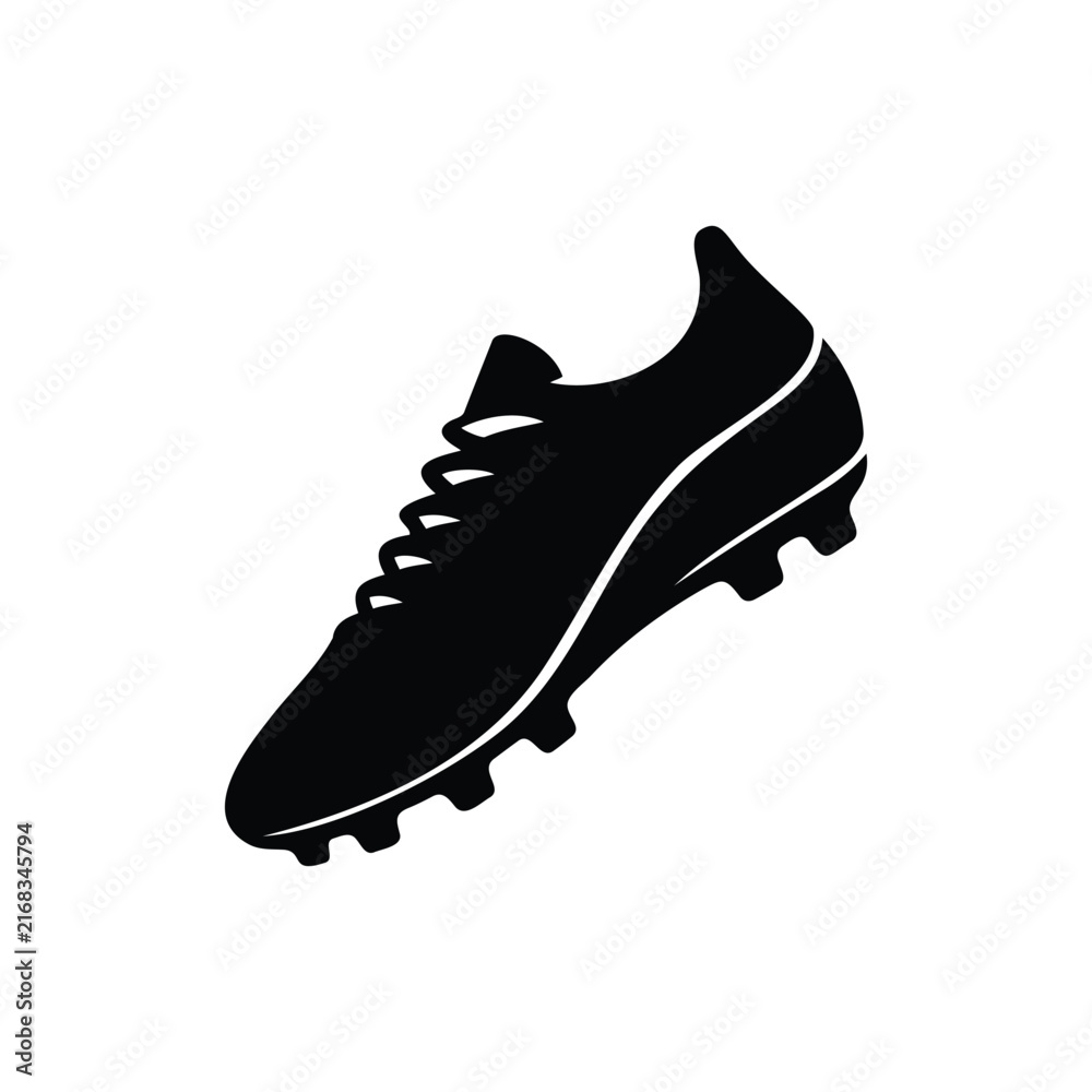 Fototapeta premium Golden football boot silhouette vector flat illustration design.