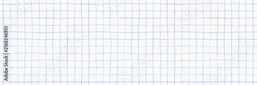 Doodle grid checkered seamless pattern. Hand drawn thin crayon planner page texture. Blue square mesh notebook background. Geometric plaid square background. Doodle note page texture.