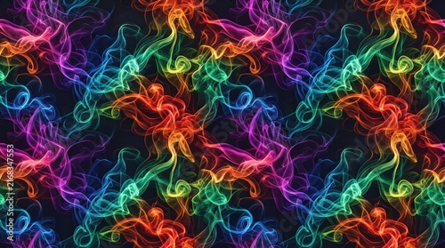 Rainbow Light Strands Abstract Dark - High Quality Stock Photo
