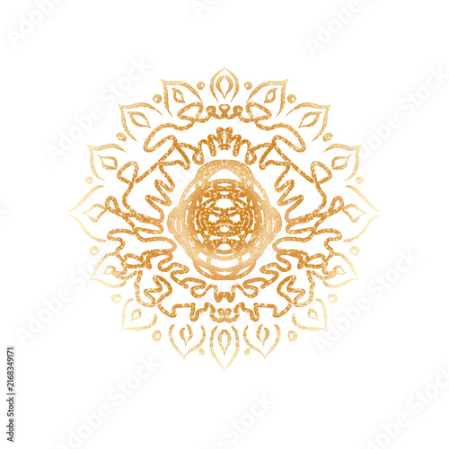 Golden Diwali Mandala Ornament Vector Illustration on White Background