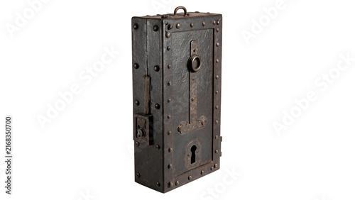 Quadro su tela Heavy industrial steel metal hinge isolated on transparent background