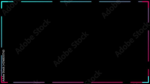 Neon digital hud frame overlay with glowing cyberpunk border lines for futuristic ui animation 4k