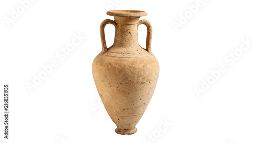 Konstfotografi Ancient clay amphora vase isolated on transparent background.