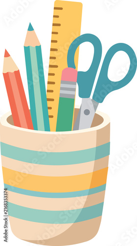 School Stationery in Cup Back to School Design