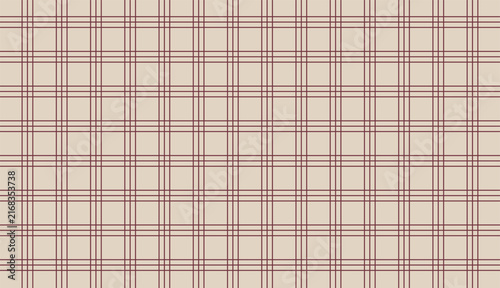 Minimalist Burgundy Plaid Grid Pattern with Thin Lines on Cream Background