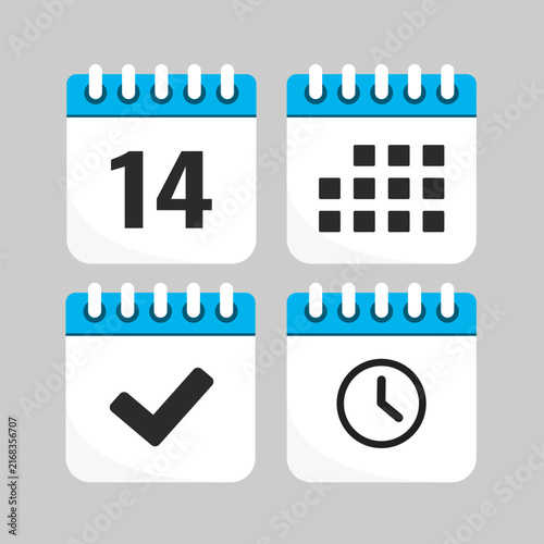 Icon page calendar - day 14, agenda, check, timer