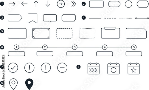 Modern Minimalist Line UI Design Elements and Infographic Icon Collection