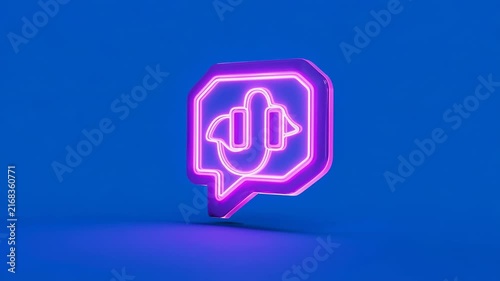 Neon Speech Bubble Icon Animation with Twitch Logo glowing in blue studio light