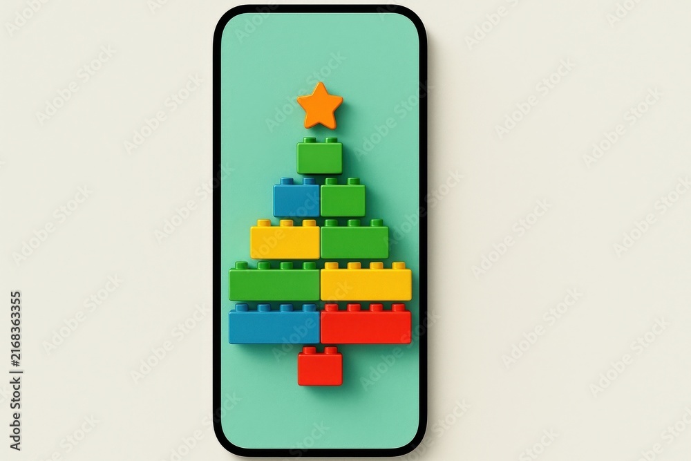 Fototapeta premium Colorful festive LEGO tree