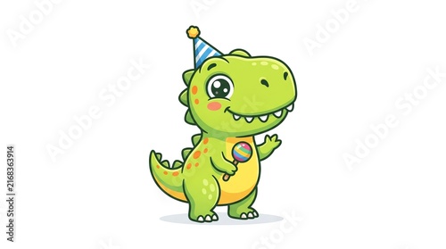 Funny cartoon baby Tyrannosaurus dinosaur. Vector illustration isolated on white background