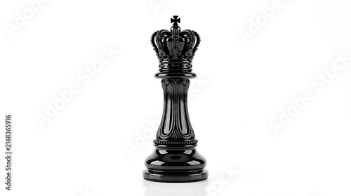 One single black king chess piece standing tall as a symbol of leadership victory strategy and game competition