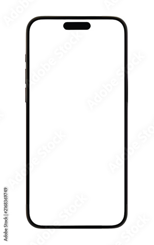 Modern Realistic Smartphone Mockup, Blank Transparent Screen, Mobile Phone Front View