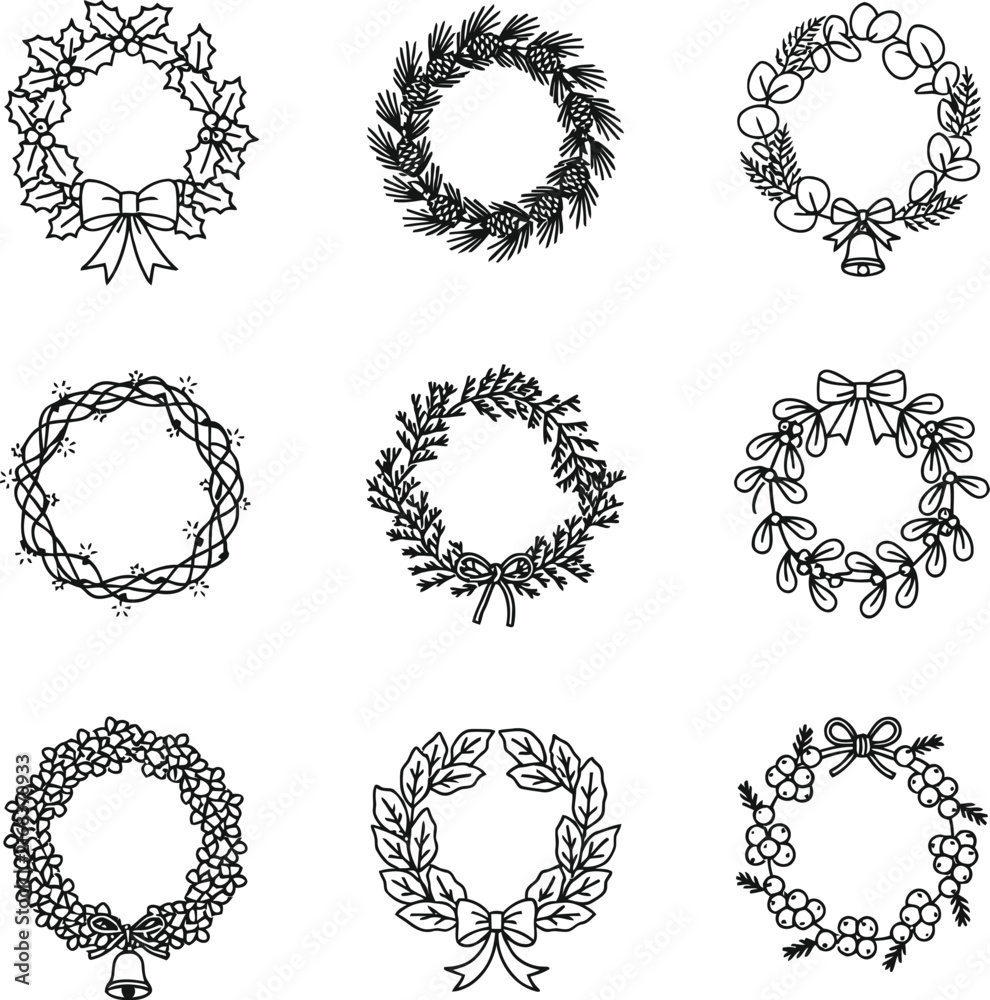 Fototapeta premium Black and white floral patterns with intricate petal and leaf black background botanical ink style