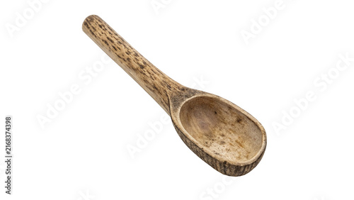 Foto Rustic antique handmade wooden spoon scoop isolated on transparent background