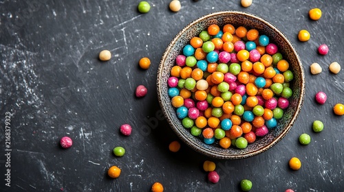 Colorful sugar coated roasted chickpeas nuts round small sweets
